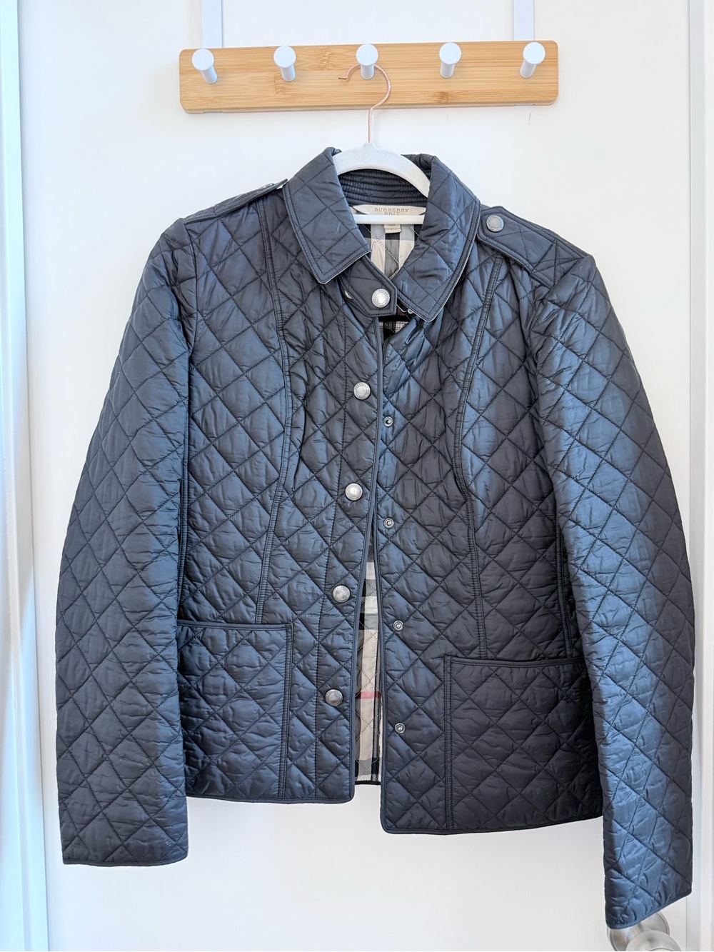 Authentic Burberry Black Quilted Snap-Front Puffer Jacket